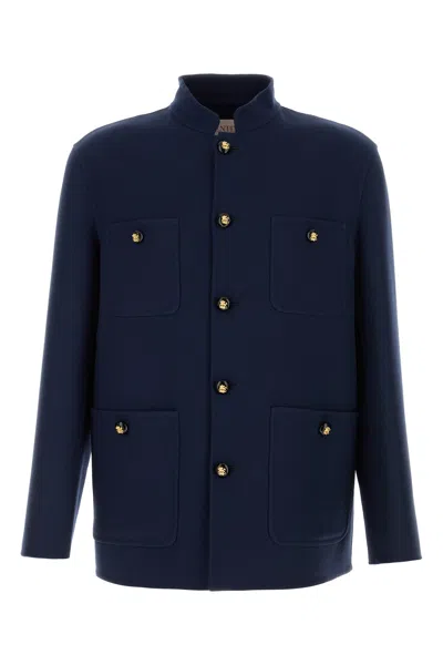 VALENTINO VALENTINO GARAVANI NAVY BLUE WOOL BLEND JACKET