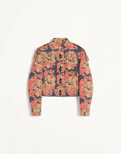 Valentino Quilted Floral Cotton-blend Jacquard Caban Jacket In Multi