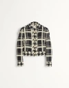 Valentino Womens Tweed Check-print Knitted Jacket Nero Avorio In Multi
