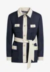 Valentino Collared Single-breasted Coat Jacket With Belted Waist In Blue