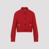 Valentino Drill Caban Jacket Decorative Buttons Pockets In Red
