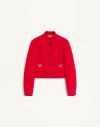 Valentino Drill Caban Jacket Decorative Buttons Pockets In Red