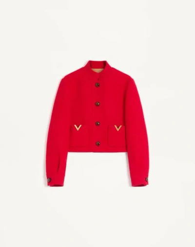 Valentino Caban En Drill Double Femme Rouge 48 In Red