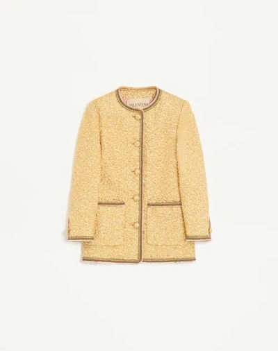 Valentino Caban En Jacquard Cloque Femme Or 44 In Orange