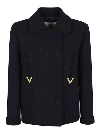 Valentino Caban In Double Crepe Texture In Purple