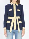 Valentino Blue/ivory Jacket With Belt In Blue