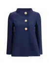 Valentino Slim Indigo Silk Jacket With Golden Buttons In Indaco