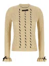 Valentino Wool Sweater With Bow Detail And Cable Knit Pattern In Brown