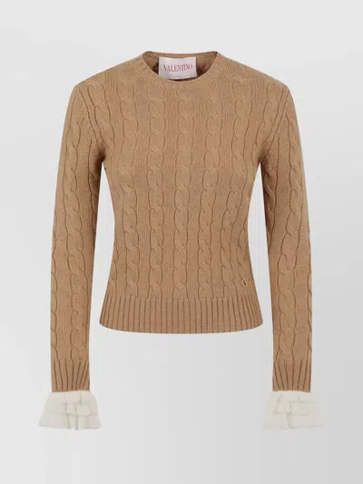 Valentino Cable Knit Cashmere Crewneck Sweater