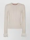Valentino Green Cashmere Cream Crew Neck Sweater