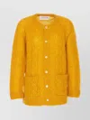 Valentino Mens Patch-pocket Mohair-blend Cable Knit Cardigan Ocra