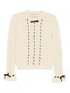 Valentino Cable-knit Ruffled-cuff Sweater In Neutral