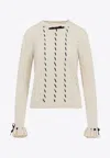 Valentino Betulla White Virgin Wool Sweater In Neutral