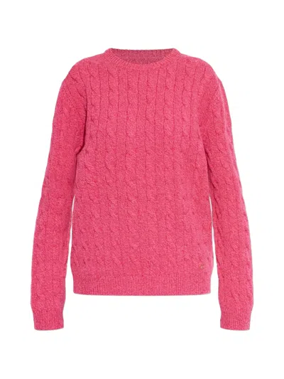 Valentino Cable-knit Wool Sweater In Pink