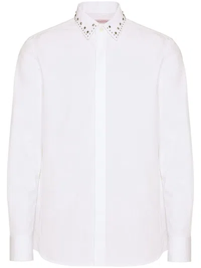 Valentino Untitled Stud Poplin Shirt In White