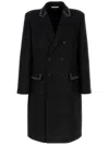 Valentino Double-breasted Wool Coat With Cabochons In Black