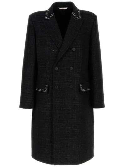 VALENTINO CABOCHON-EMBELLISHED DOUBLE-BREASTED COAT