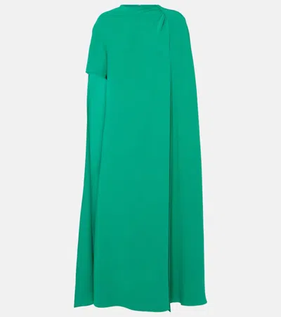 Valentino Cady Couture Caped Midi Dress In Grün