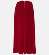 Valentino Cady Couture Caped Silk Gown In Rot