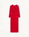 Valentino Donna Long Sleeve Blouson Silk Cady Couture Dress In Red