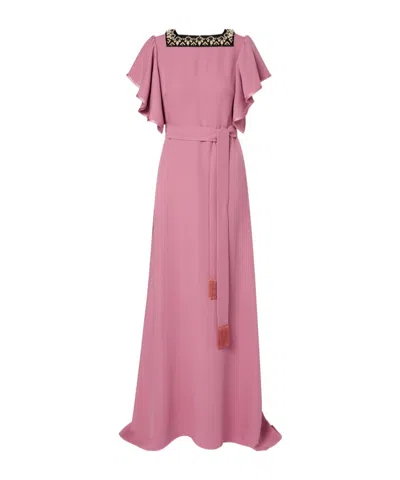 Valentino Cady Couture Embellished Belted Gown In Multi