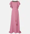 Valentino Cady Couture Embellished Belted Gown In Pink