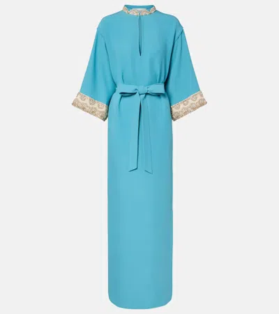 Valentino Cady Couture Embellished Gown In Blue