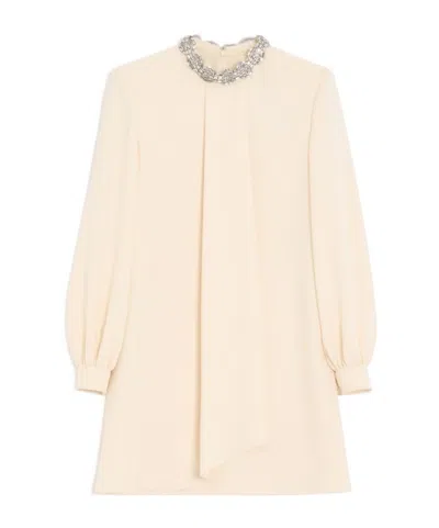 Valentino Cady Couture Embroidered Dress Woman Coral/silver 50 In Neutral