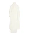 Valentino Cady Couture Midi Dress With Feathers In Ivory White