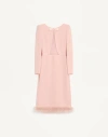 Valentino Cady Couture Midi Dress With Feathers Woman Rose 44 In Pink