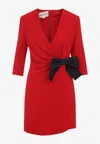 Valentino Draped Wrap Bow Mini Dress In Red