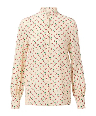 Valentino Cady Couture Printed Silk Blouse In Multi