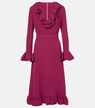 Valentino Cady Couture Ruffled Midi Dress In Purple