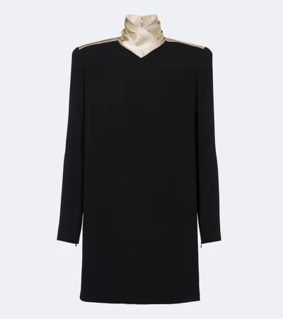 Valentino Cady Couture Satin-trimmed Minidress In Black