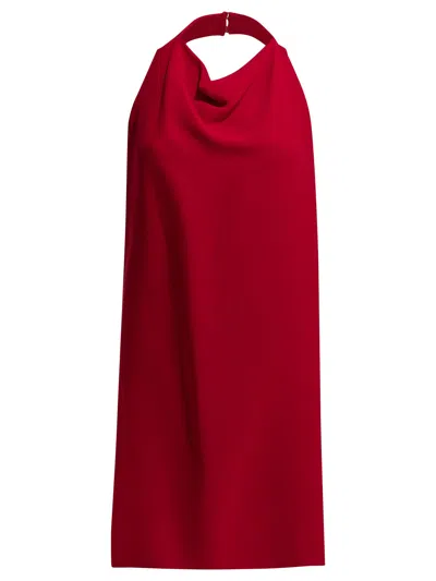 Valentino Cady Couture Halterneck Mini Dress In Red