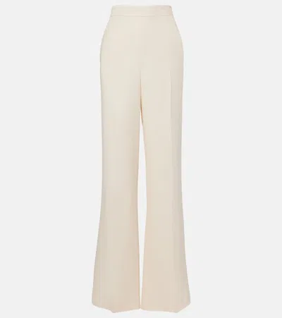 Valentino Cady Couture Silk Wide-leg Pants In White