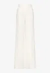 Shop Valentino Cady Couture Wide-leg Pants In White