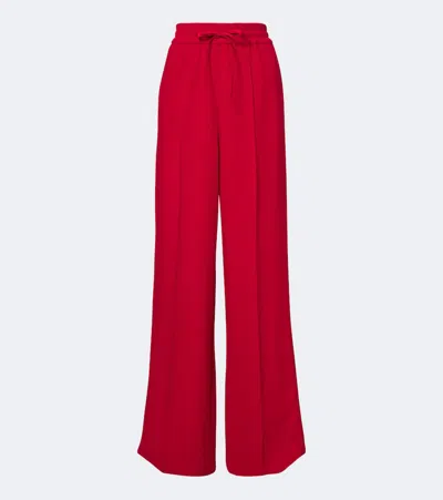 Valentino Cady Couture Wide-leg Silk Pants In Red