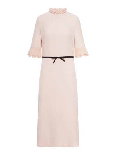 Valentino Ruffled-sleeves Maxi Dress In Pink
