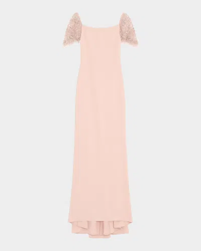 Valentino Cady Embellished Floor-length Gown In Pink