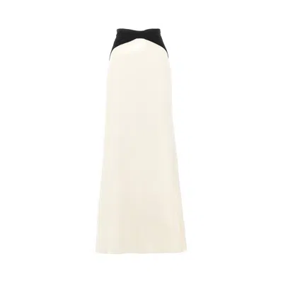 Valentino Silk Mini Skirt With Asymmetrical Hem And Knot Detail In Neutral