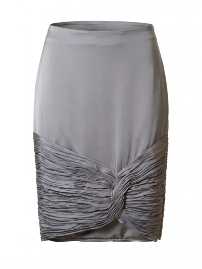 Valentino Cady Satin Skirt In Gray
