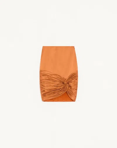 Valentino Cady Satin Skirt Woman Bronze 36 In Orange