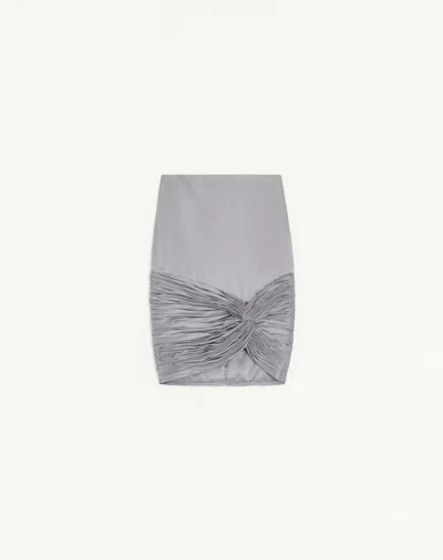 Valentino Cady Satin Skirt Woman Grey 38 In Gray