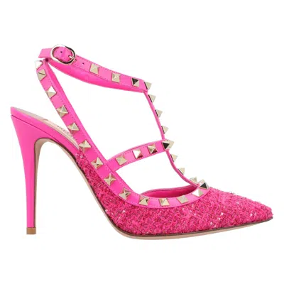 Valentino Garavani Valentino Caged 100 Tweed & Leather Pump Pink