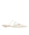 Valentino Wispy Rockstud Leather Flat Mules In White