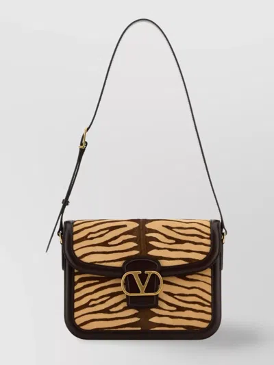 Valentino Garavani Calf Hair And Leather Shoulder Bag In Brown