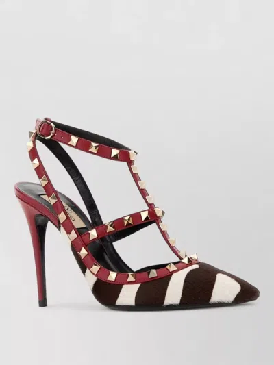 Valentino Garavani Calf Hair Rockstud Pumps Pointed Toe Strappy In Multi