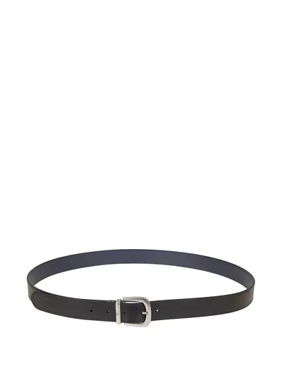 Valentino Garavani Valentino Vlogo Reversible Leather Belt In Black