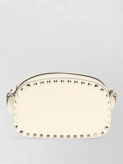 Valentino Garavani Calf Leather Bos Taurus Shoulder Bag Studded In Neutral